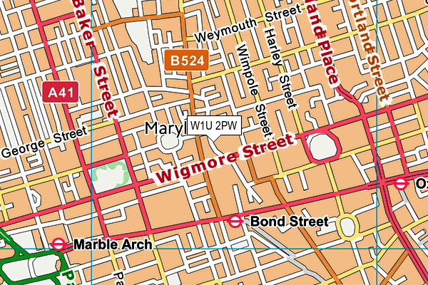 W1U 2PW map - OS VectorMap District (Ordnance Survey)