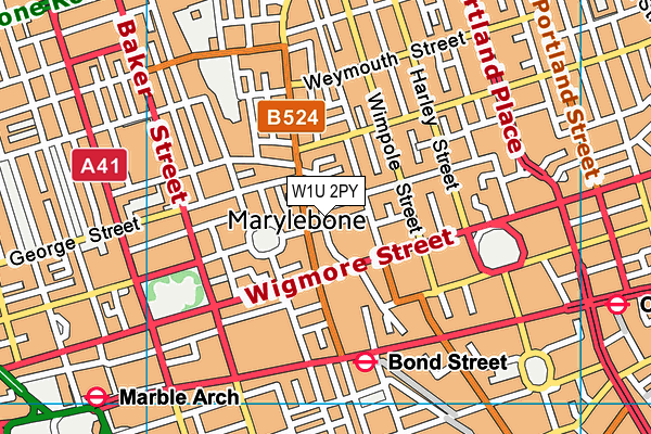 W1U 2PY map - OS VectorMap District (Ordnance Survey)