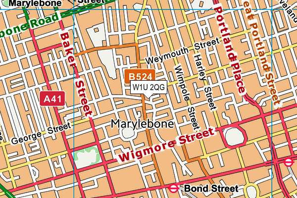 W1U 2QG map - OS VectorMap District (Ordnance Survey)
