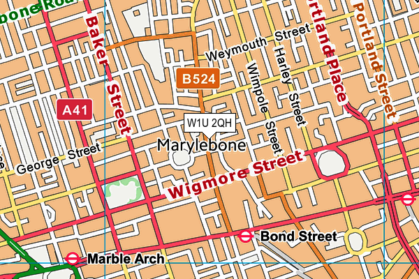 W1U 2QH map - OS VectorMap District (Ordnance Survey)