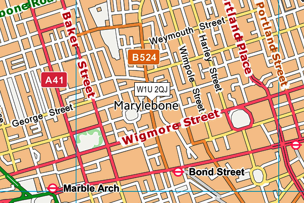 Hinde Street Methodist Church map (W1U 2Qj) - OS VectorMap District (Ordnance Survey)