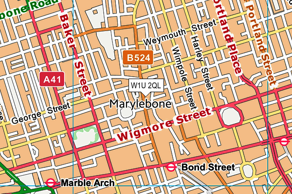 W1U 2QL map - OS VectorMap District (Ordnance Survey)