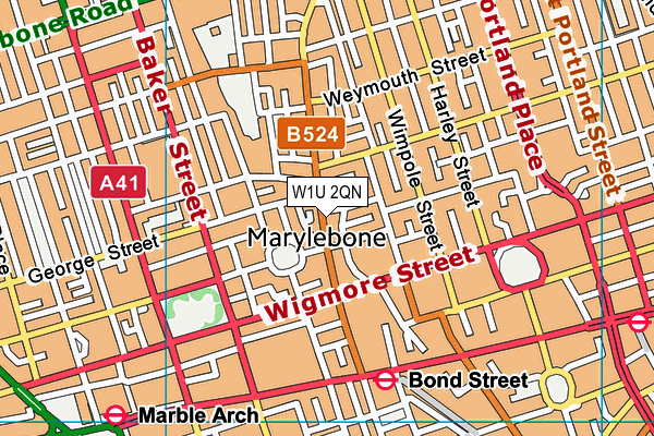 W1U 2QN map - OS VectorMap District (Ordnance Survey)