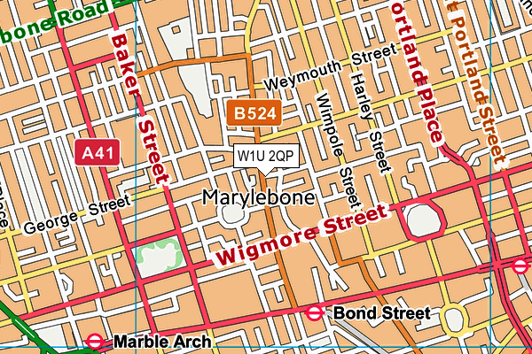 W1U 2QP map - OS VectorMap District (Ordnance Survey)
