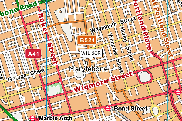 W1U 2QR map - OS VectorMap District (Ordnance Survey)