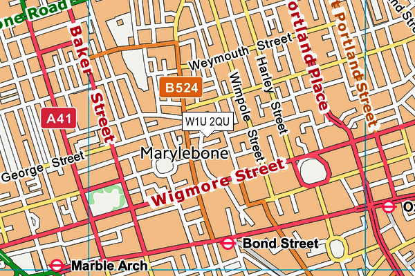 W1U 2QU map - OS VectorMap District (Ordnance Survey)