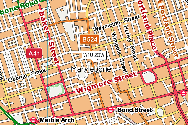 W1U 2QW map - OS VectorMap District (Ordnance Survey)