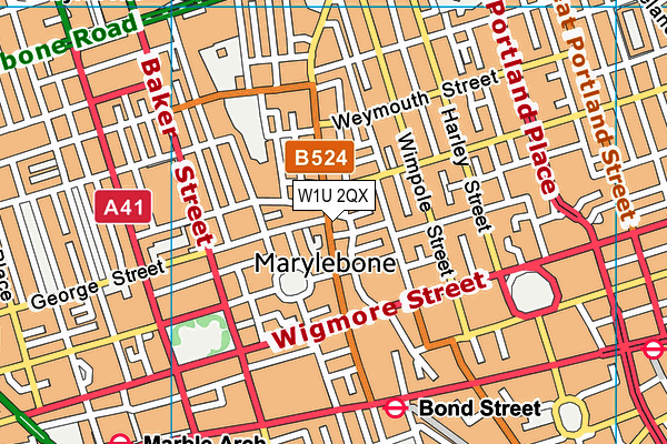 W1U 2QX map - OS VectorMap District (Ordnance Survey)