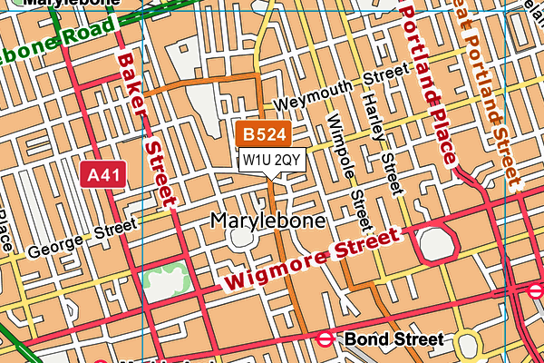 W1U 2QY map - OS VectorMap District (Ordnance Survey)