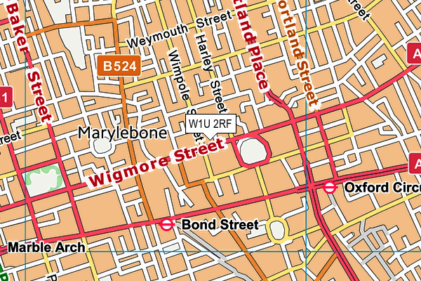 W1U 2RF map - OS VectorMap District (Ordnance Survey)
