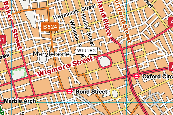 W1U 2RG map - OS VectorMap District (Ordnance Survey)