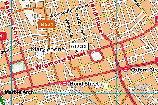 W1U 2RH map - OS VectorMap District (Ordnance Survey)