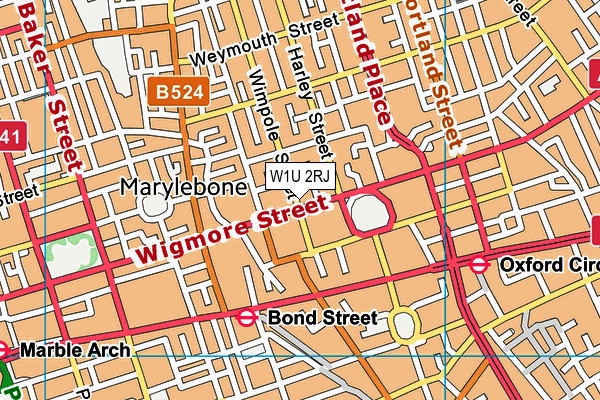 W1U 2RJ map - OS VectorMap District (Ordnance Survey)