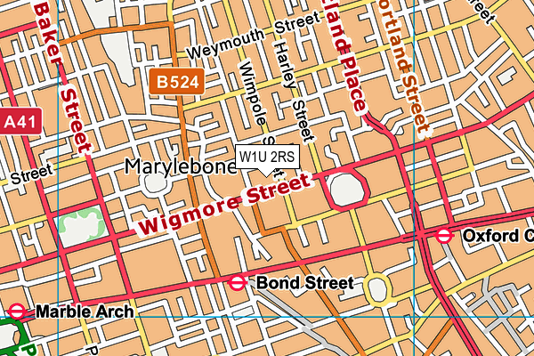 W1U 2RS map - OS VectorMap District (Ordnance Survey)