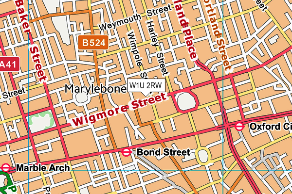 W1U 2RW map - OS VectorMap District (Ordnance Survey)
