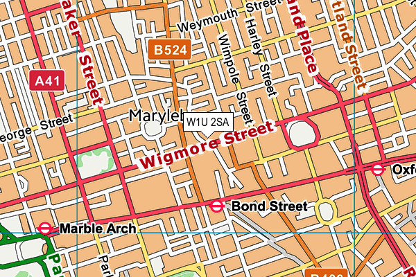 W1U 2SA map - OS VectorMap District (Ordnance Survey)