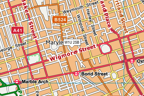 W1U 2SB map - OS VectorMap District (Ordnance Survey)