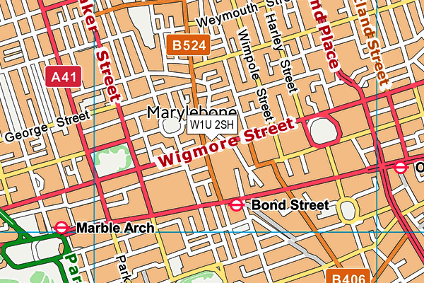 W1U 2SH map - OS VectorMap District (Ordnance Survey)