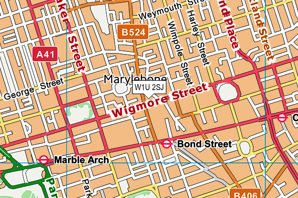 W1U 2SJ map - OS VectorMap District (Ordnance Survey)