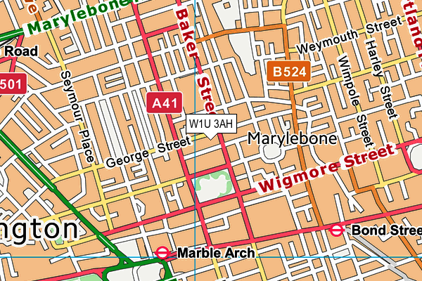 W1U 3AH map - OS VectorMap District (Ordnance Survey)