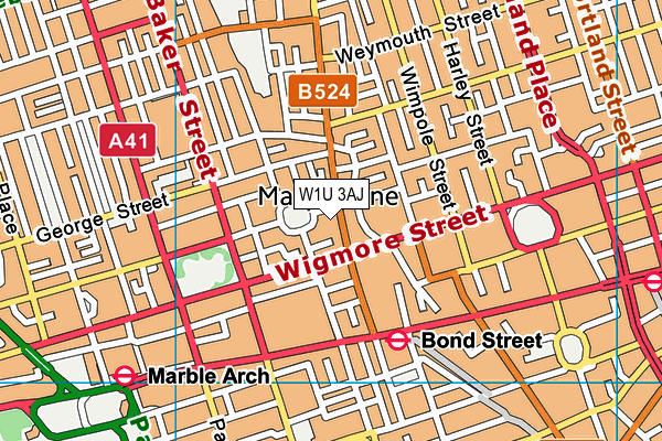 W1U 3AJ map - OS VectorMap District (Ordnance Survey)