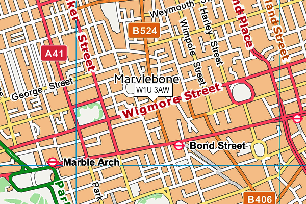 W1U 3AW map - OS VectorMap District (Ordnance Survey)