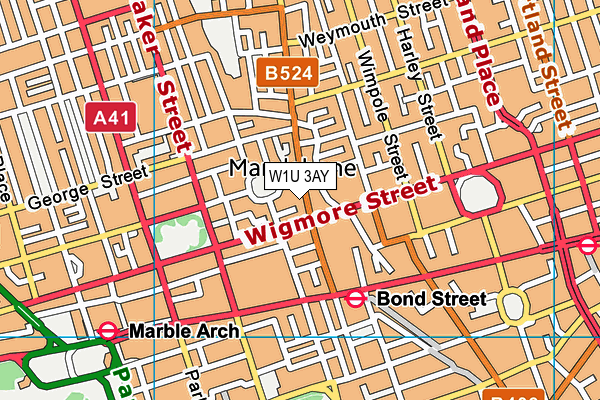 W1U 3AY map - OS VectorMap District (Ordnance Survey)