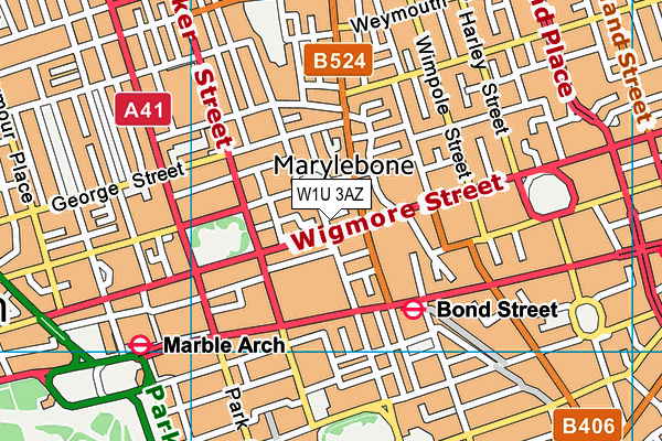 W1U 3AZ map - OS VectorMap District (Ordnance Survey)