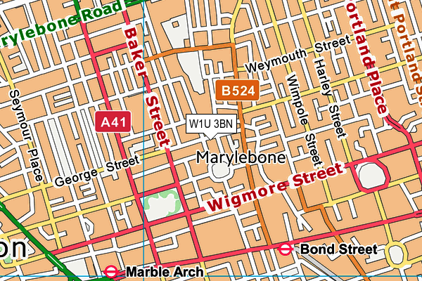 W1U 3BN map - OS VectorMap District (Ordnance Survey)