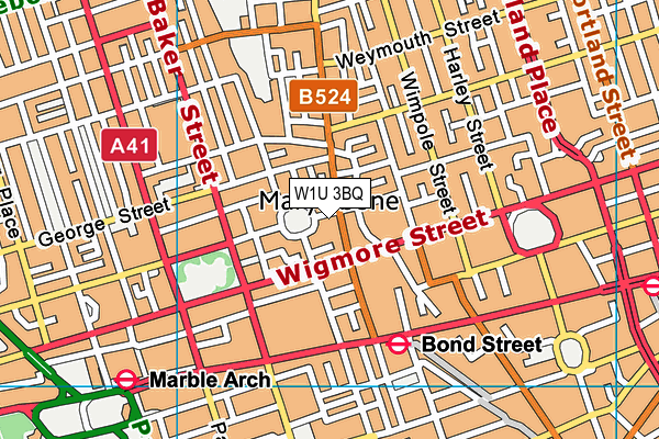 W1U 3BQ map - OS VectorMap District (Ordnance Survey)