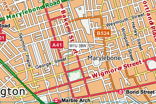 W1U 3BW map - OS VectorMap District (Ordnance Survey)