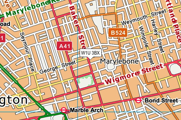 W1U 3BX map - OS VectorMap District (Ordnance Survey)