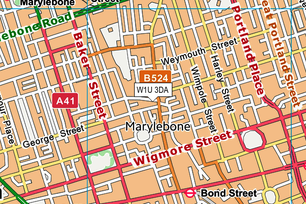 W1U 3DA map - OS VectorMap District (Ordnance Survey)