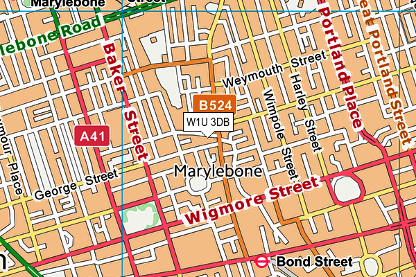 W1U 3DB map - OS VectorMap District (Ordnance Survey)