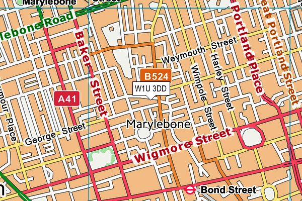 W1U 3DD map - OS VectorMap District (Ordnance Survey)