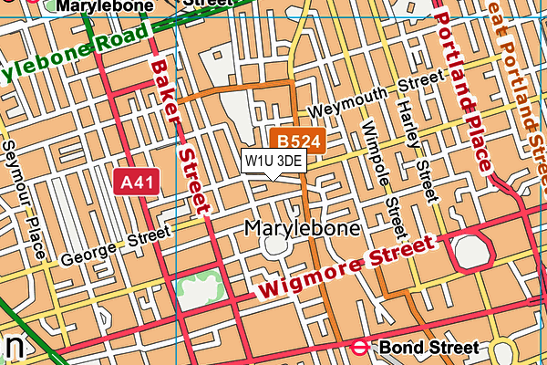 W1U 3DE map - OS VectorMap District (Ordnance Survey)