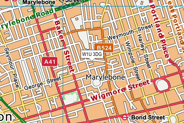 W1U 3DG map - OS VectorMap District (Ordnance Survey)