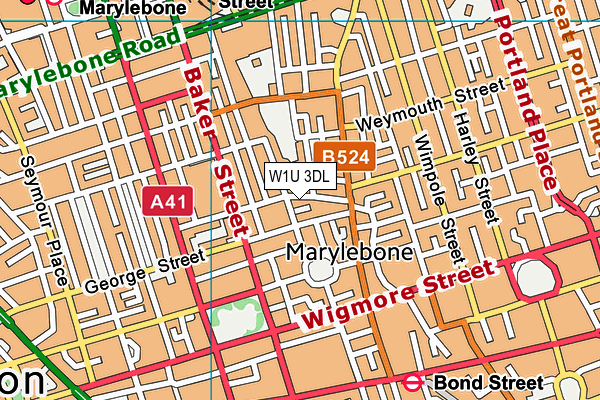 W1U 3DL map - OS VectorMap District (Ordnance Survey)