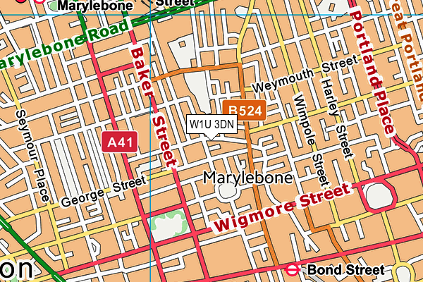 W1U 3DN map - OS VectorMap District (Ordnance Survey)