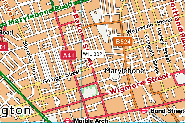 W1U 3DP map - OS VectorMap District (Ordnance Survey)
