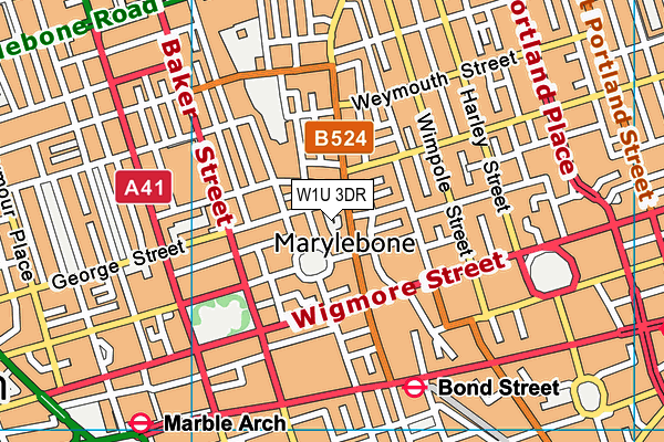 W1U 3DR map - OS VectorMap District (Ordnance Survey)