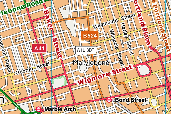 W1U 3DT map - OS VectorMap District (Ordnance Survey)