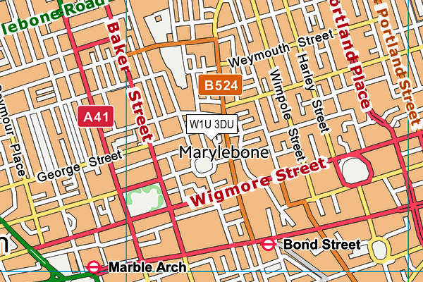 W1U 3DU map - OS VectorMap District (Ordnance Survey)