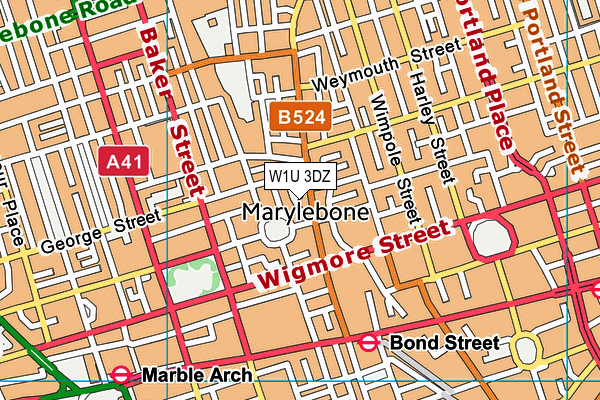 W1U 3DZ map - OS VectorMap District (Ordnance Survey)