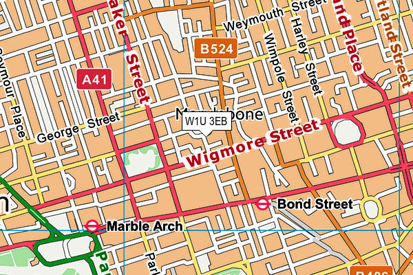 W1U 3EB map - OS VectorMap District (Ordnance Survey)