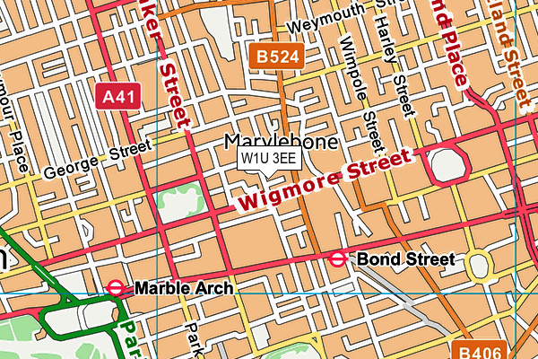 W1U 3EE map - OS VectorMap District (Ordnance Survey)