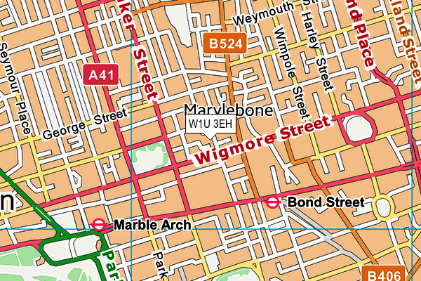 W1U 3EH map - OS VectorMap District (Ordnance Survey)