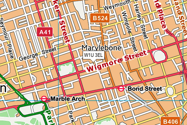 W1U 3EL map - OS VectorMap District (Ordnance Survey)