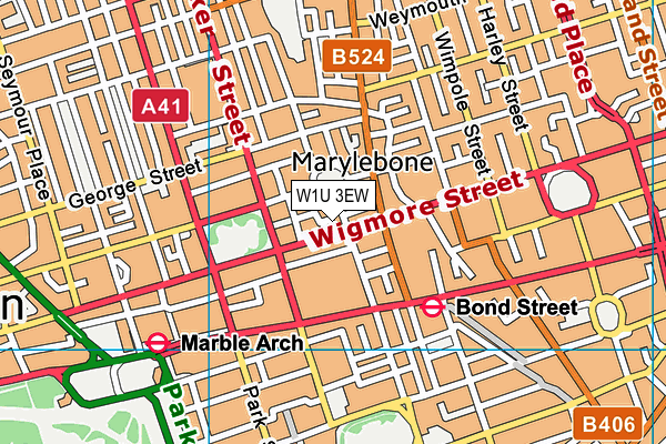 W1U 3EW map - OS VectorMap District (Ordnance Survey)