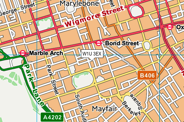 W1U 3EX map - OS VectorMap District (Ordnance Survey)